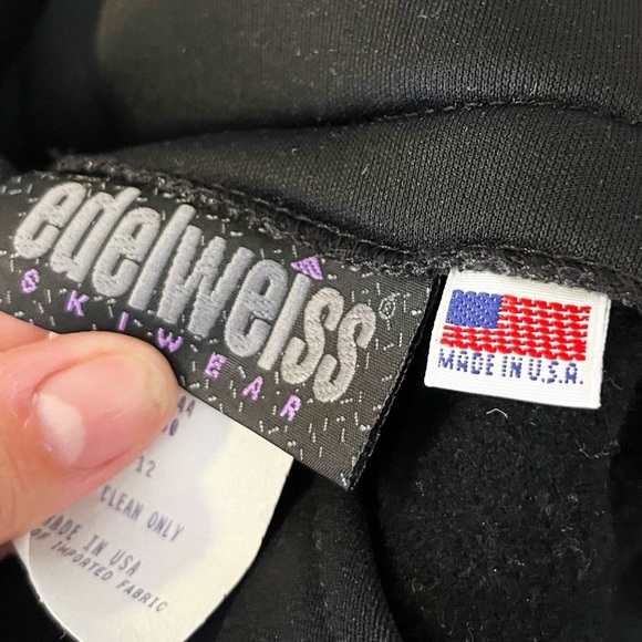 Edelweiss Skiwear Ski Stirrup Vintage 80s Wool Blend Pants Black Winter Snow - Picture 9 of 10